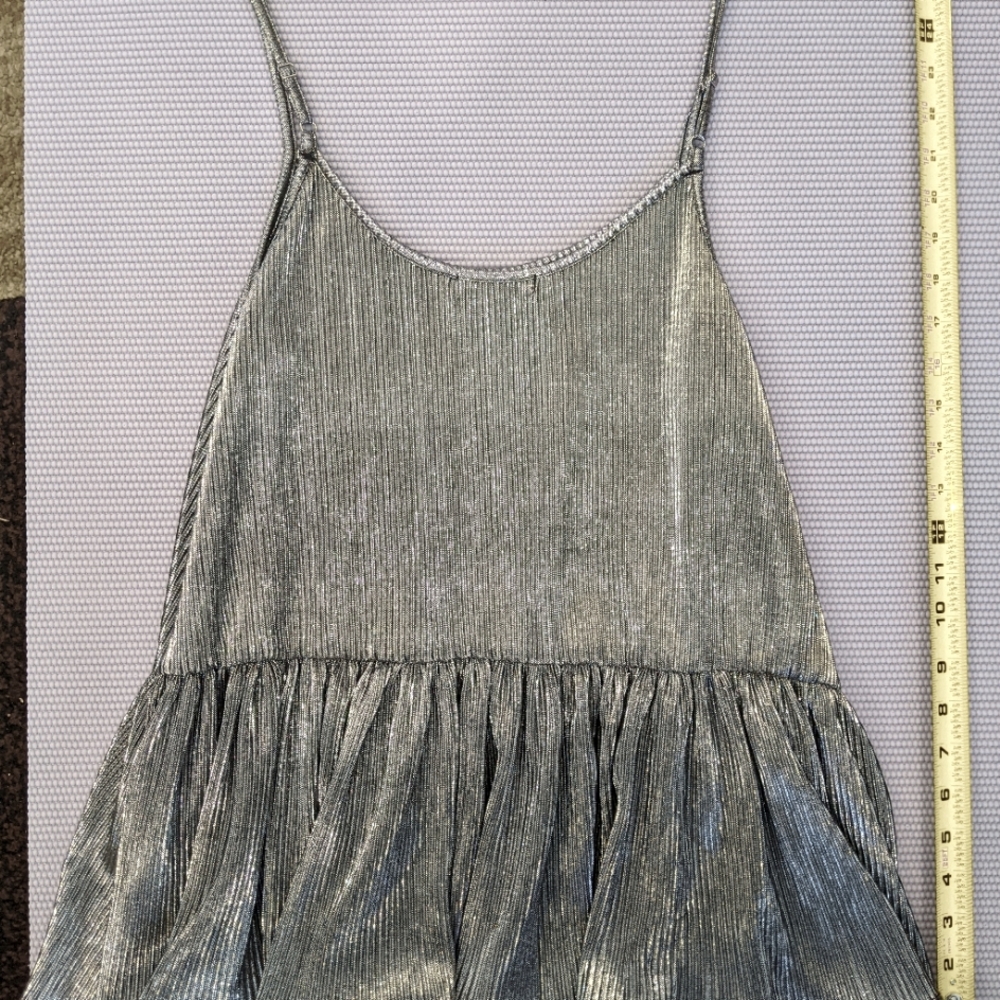 Metallic silver spaghetti strap top